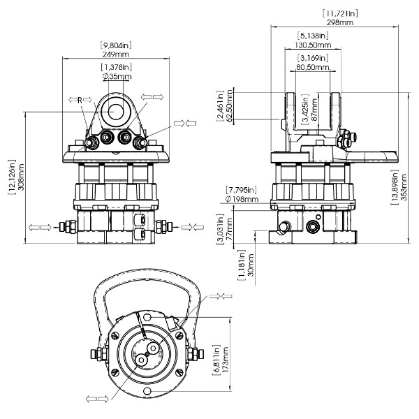 7 Ton Flanged Hydraulic Rotator- R7CFS
